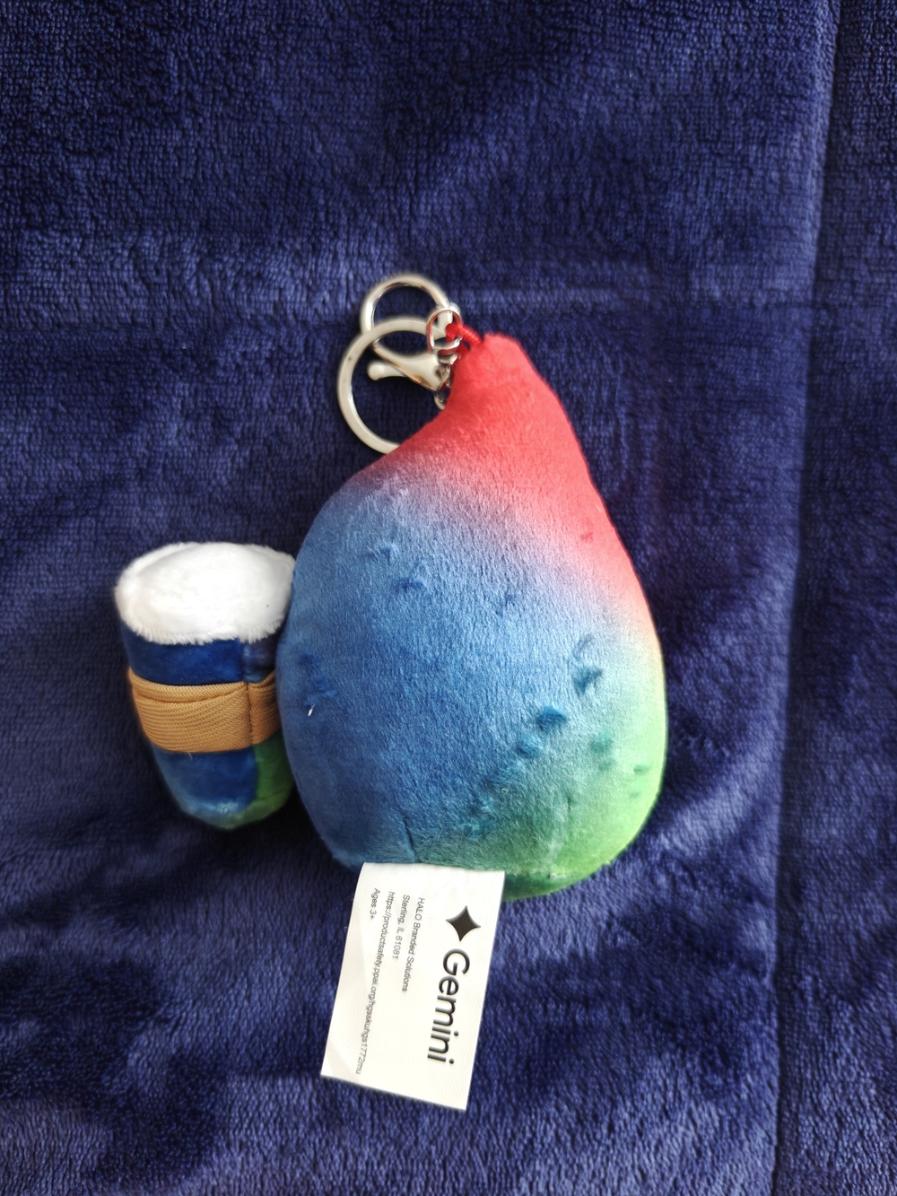 Rainbow Plush Google Gemini Keychain with Smiling Face - Multicolor - Picture 2 of 2